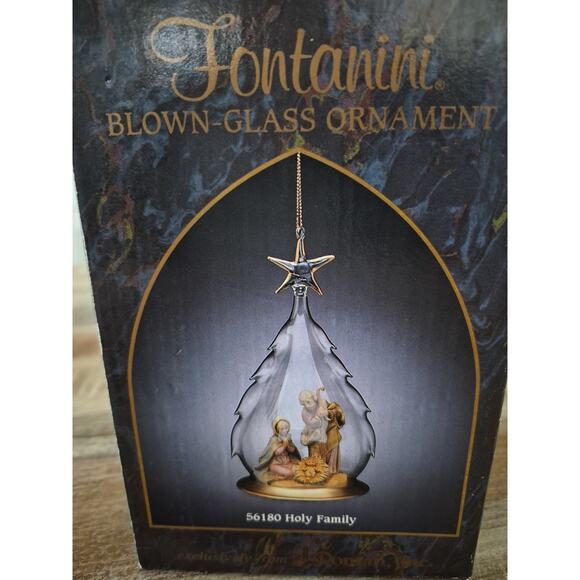 Vintage Fontanini Holy Family Hand Blown Glass Ornament In Original Box - Picture 2 of 3